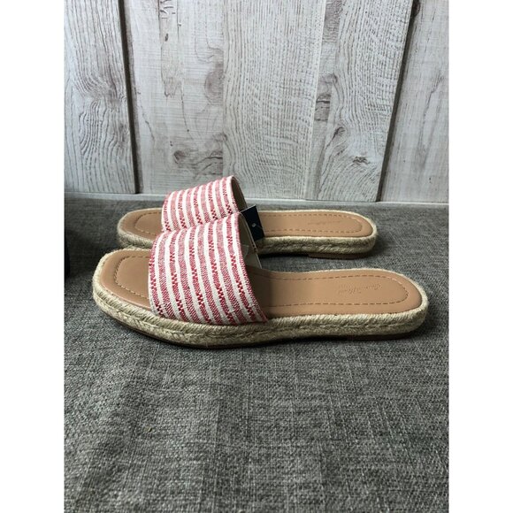 Womens Universal Thread Red Stripe Maren Slide On Open Toe Sandals Size 6.5 W - Picture 4 of 8